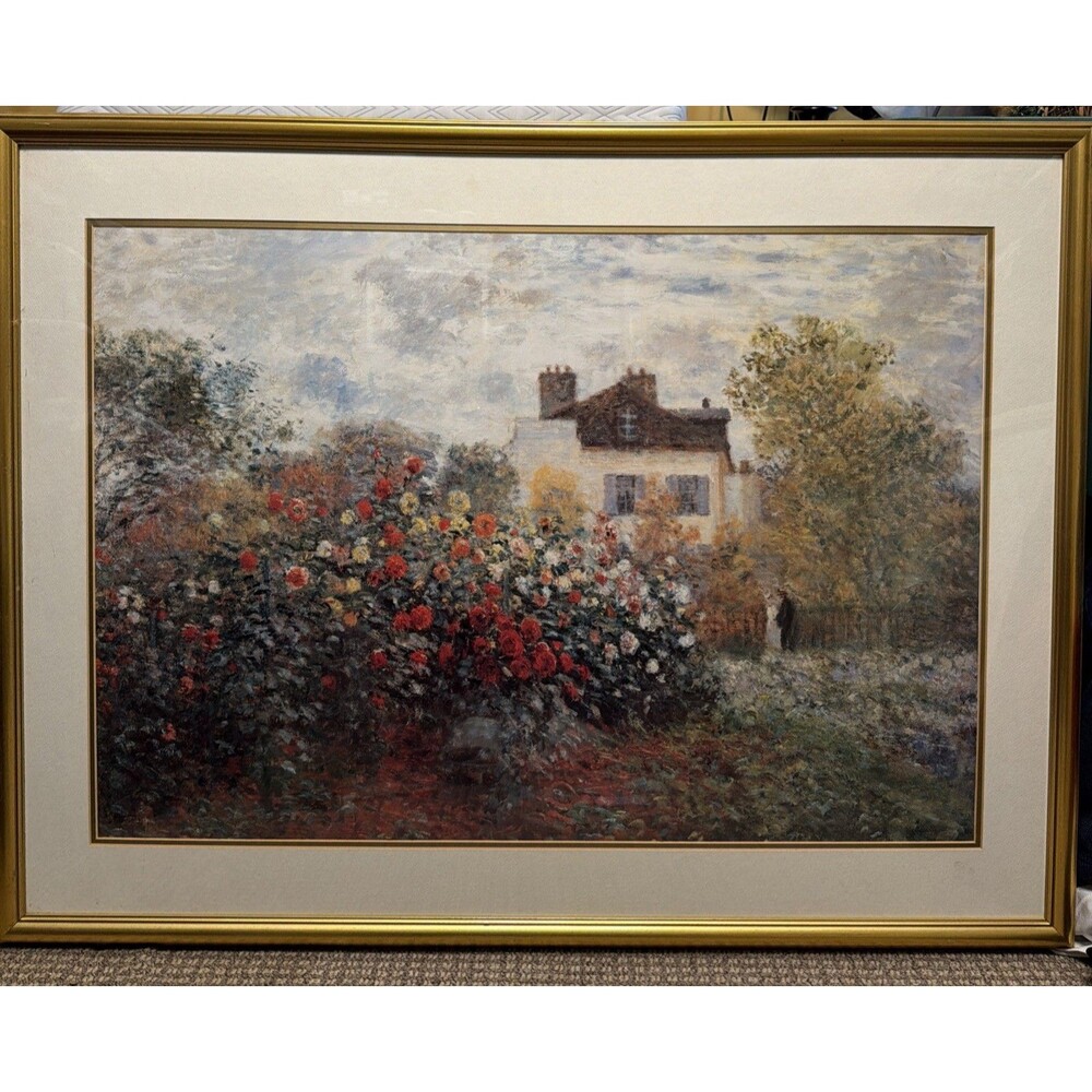 A Vibrant Garden Scene Oil Painting With Visible Brushstrokes  42x32